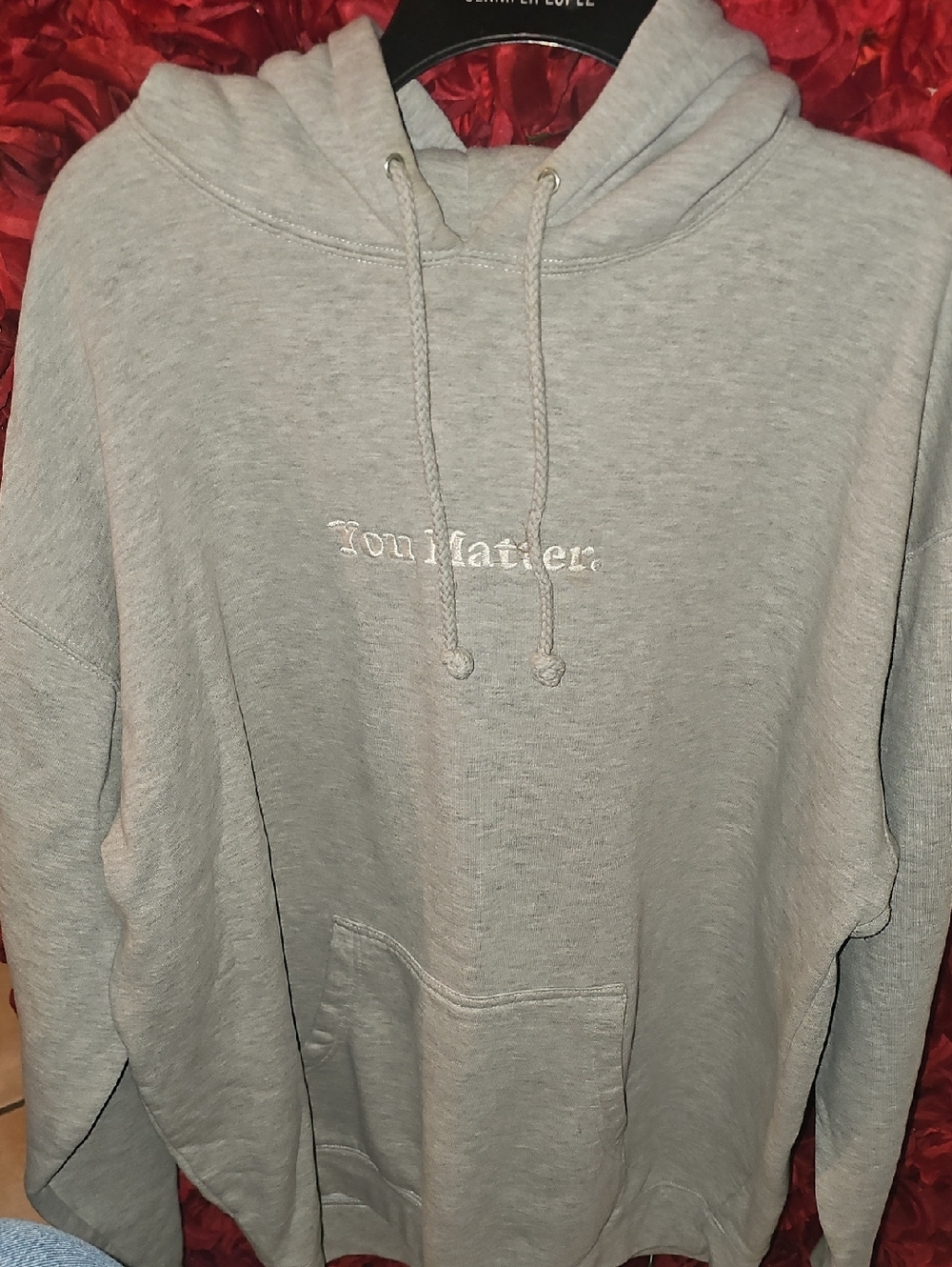 Independent Trading Gray Hooded Sweatshirt - You Matter Embroidered Size XLarge